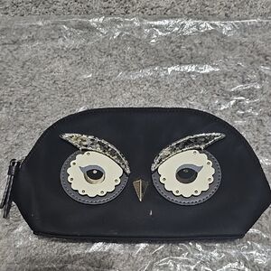 Kate Spade Black and Cream Cosmetic Bag with Owl Design